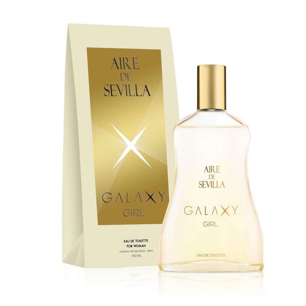 Parfümflasche und Verpackung. Flasche mit goldenem Verschluss. Verpackung mit Logo und Produktnamen.