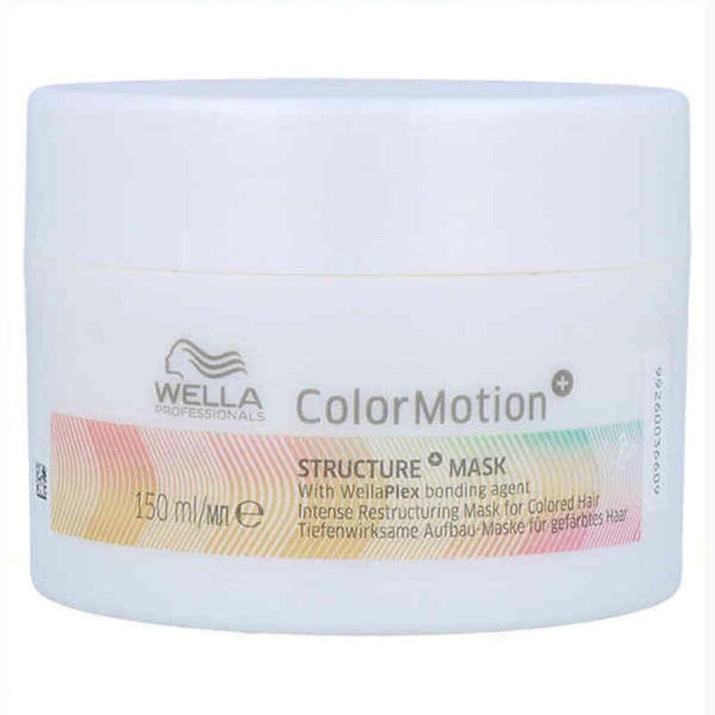Weißer Tiegel mit Aufschrift ColorMotion und Struktur Maske. Enthält 150 ml. Wella-Logo.