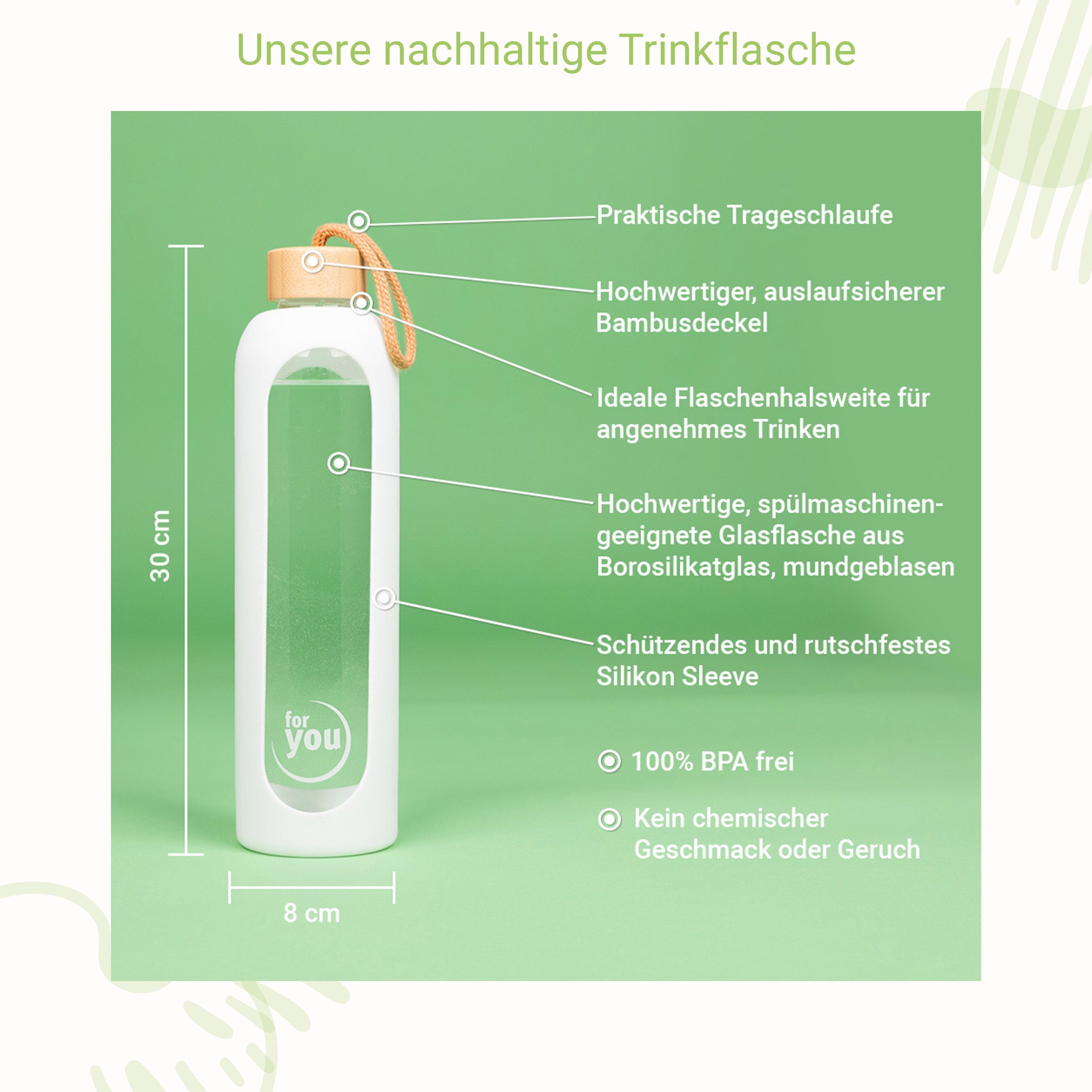 for you Nachhaltige Trinkflasche Dreierpack