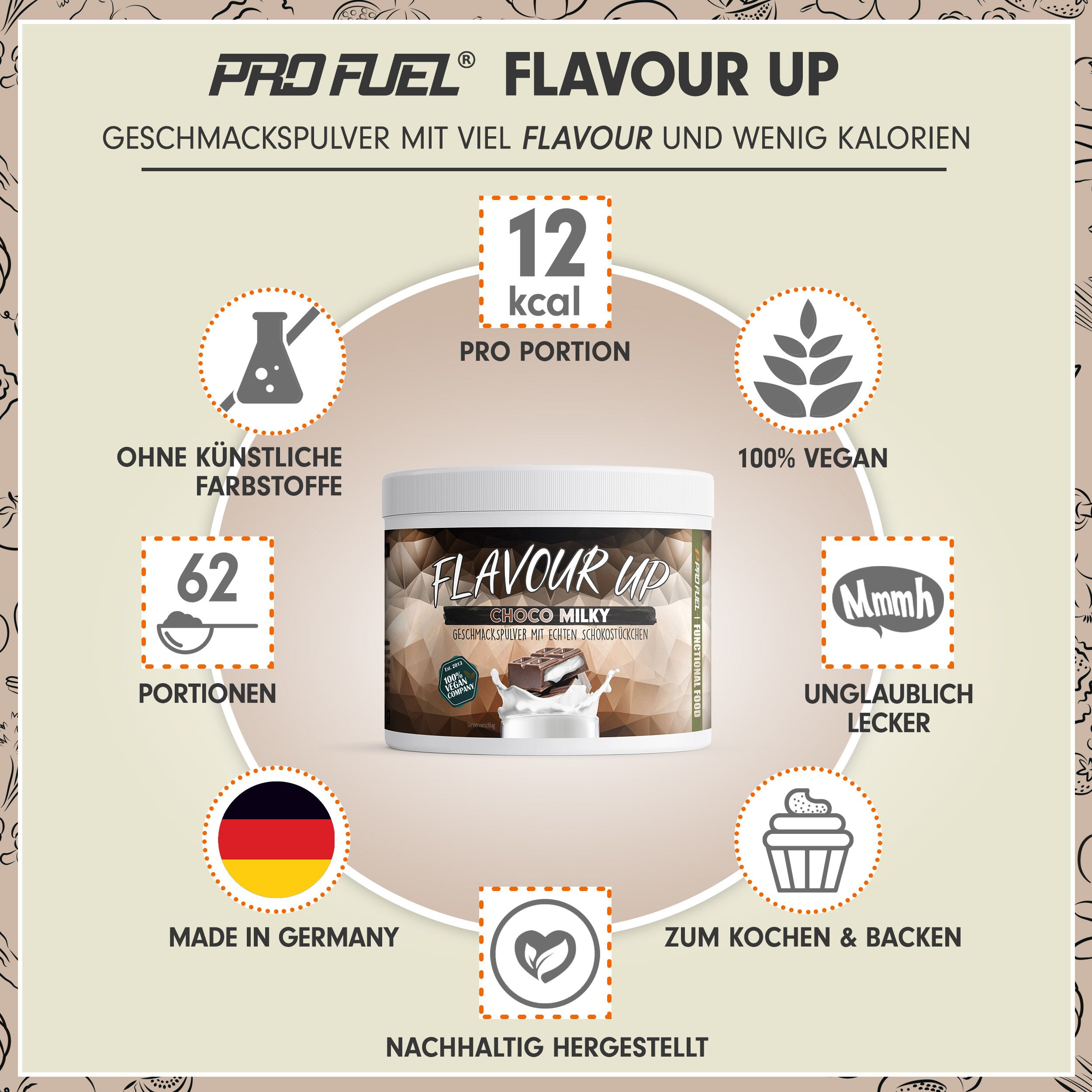 ProFuel - FLAVOUR UP Geschmackspulver - Choco Milky - nur 12 kcal pro Portion