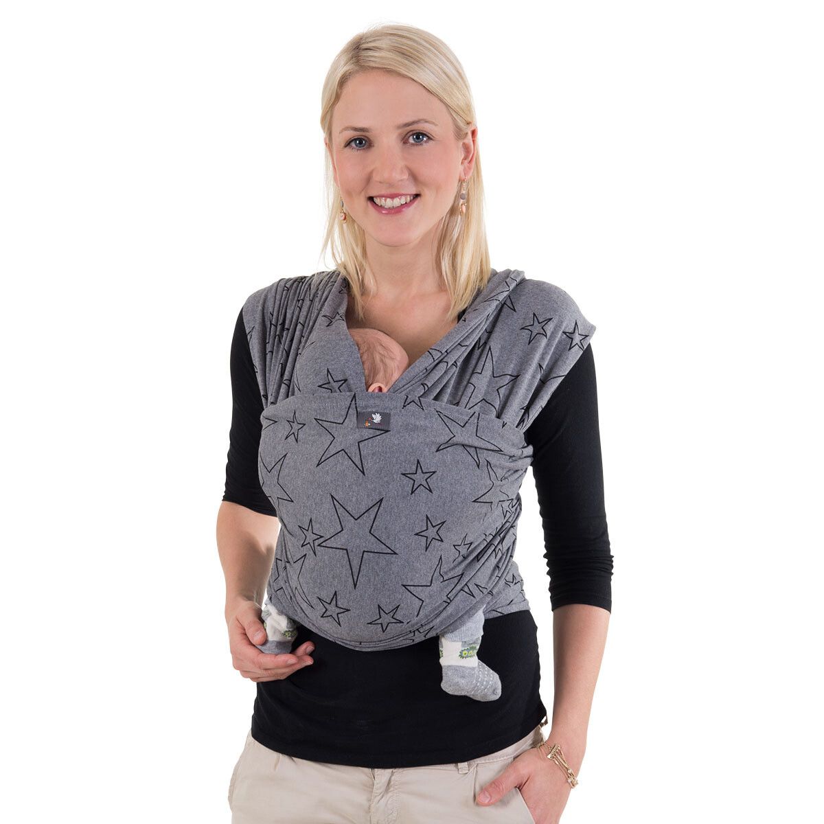 Elastisches Tragetuch Design grau mit Sternen HOPPEDIZ
