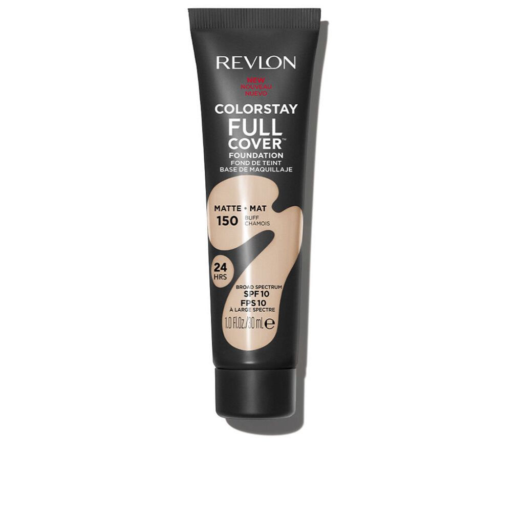 Schwarze Tube mit Produktnamen und Farbton 150-Buff. Enthält Text wie 'Colorstay Full Cover' und 'Matte'.