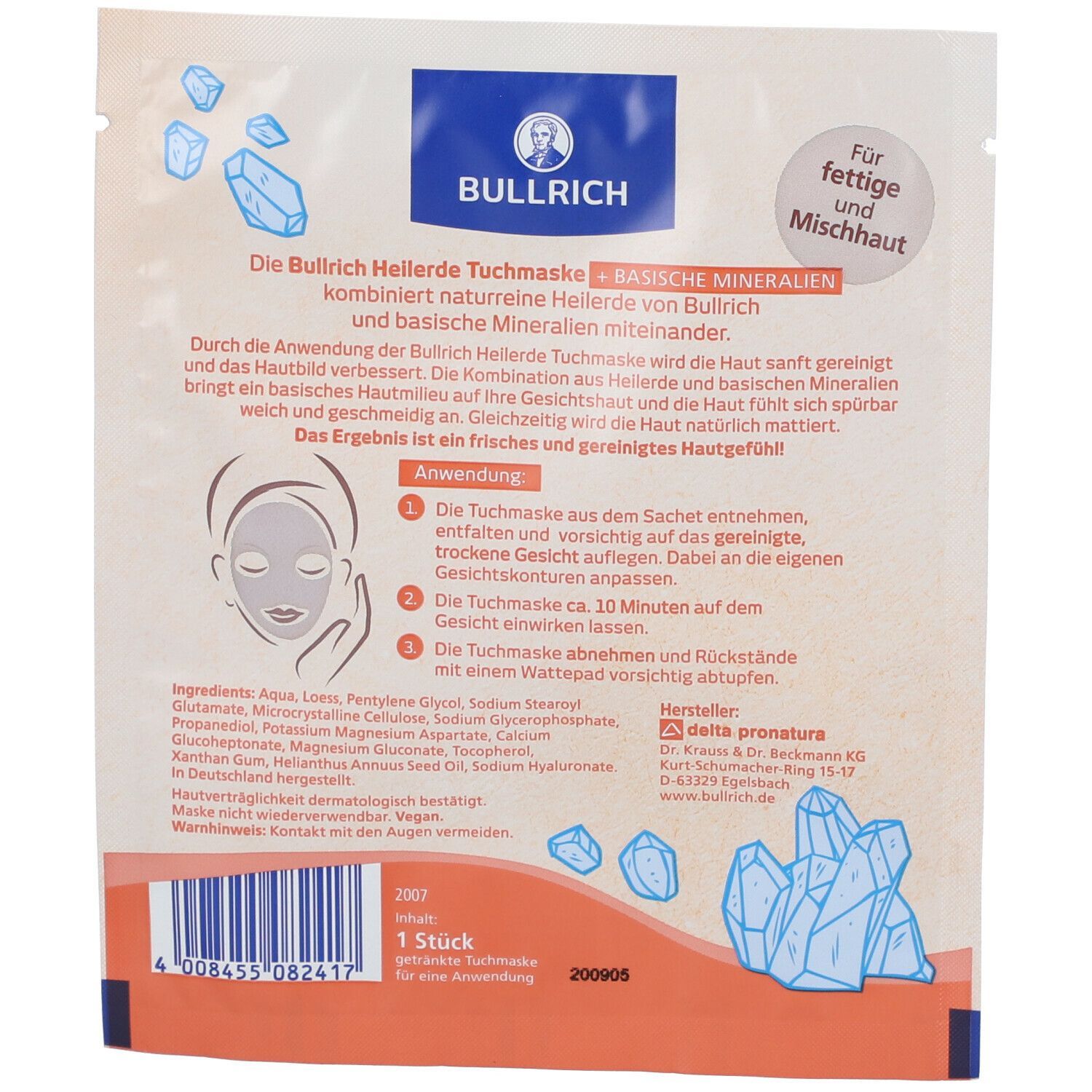 BULLRICH Heilerde Tuchmaske + basische Mineralien