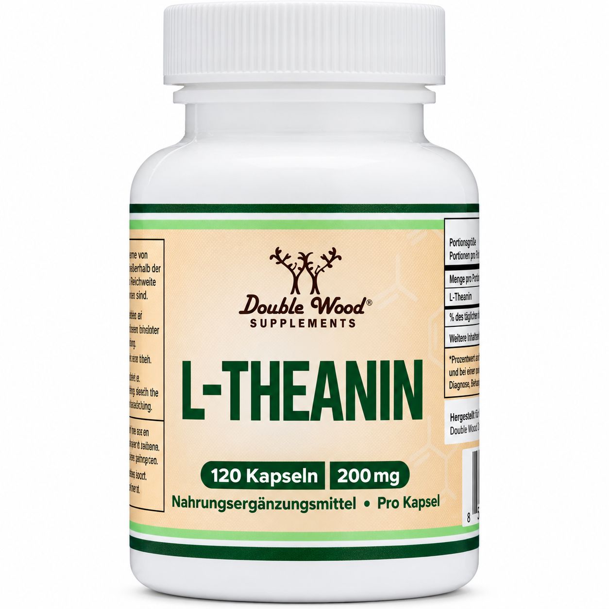 Flasche mit L-Theanin Kapseln, 120 Kapseln, 200mg pro Kapsel.