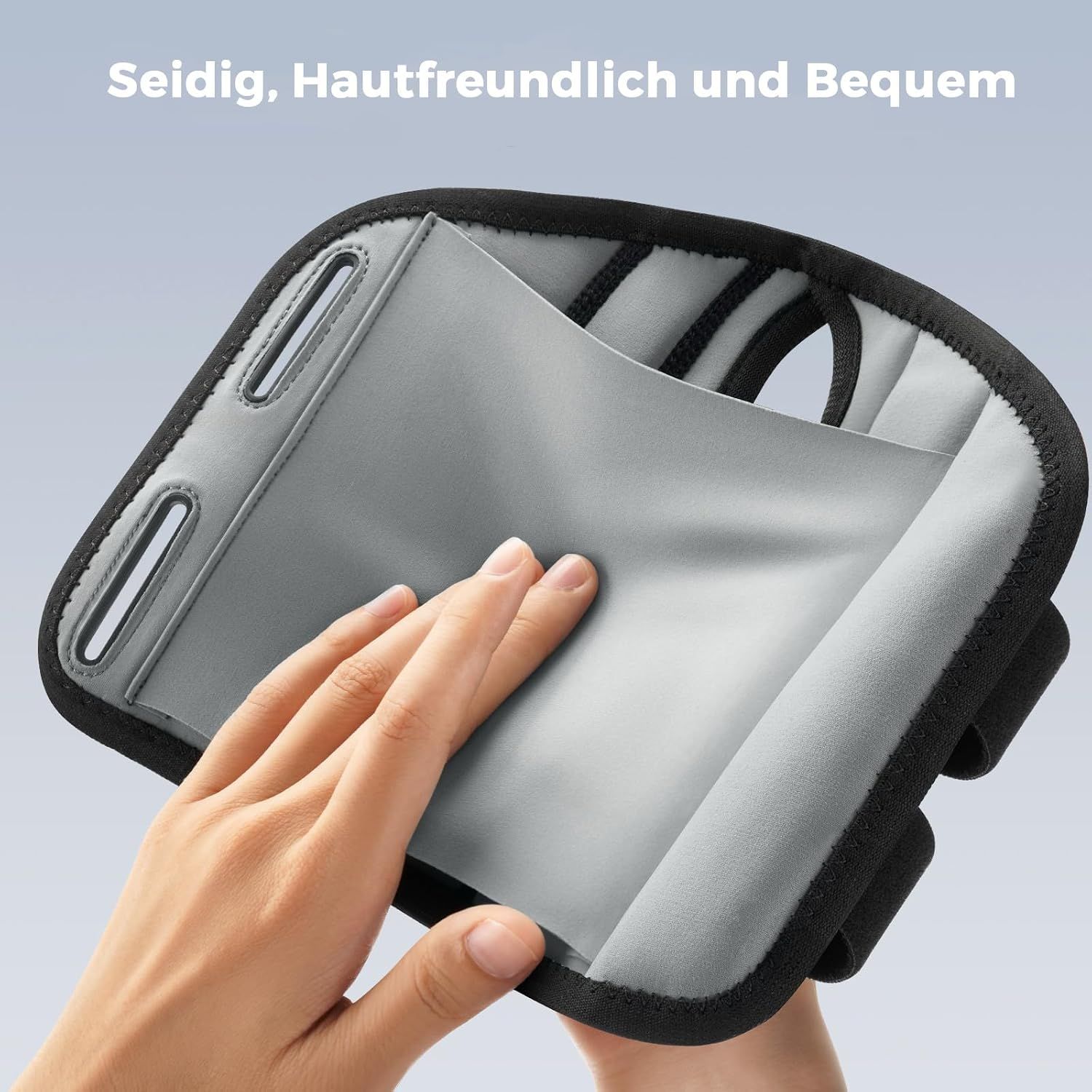 Handgelenkbandage aus atmungsaktivem Material mit Klettverschlüssen.