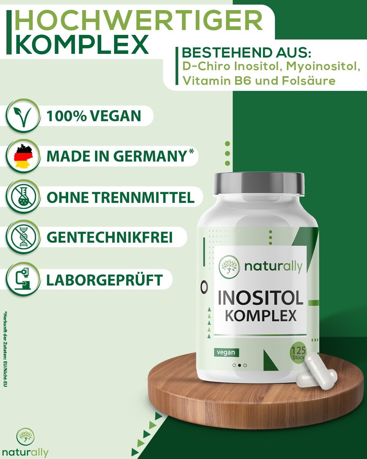 naturally Inositol Komplex | mit Myo Inositol sowie D-Chiro Inositol und Vitaminen