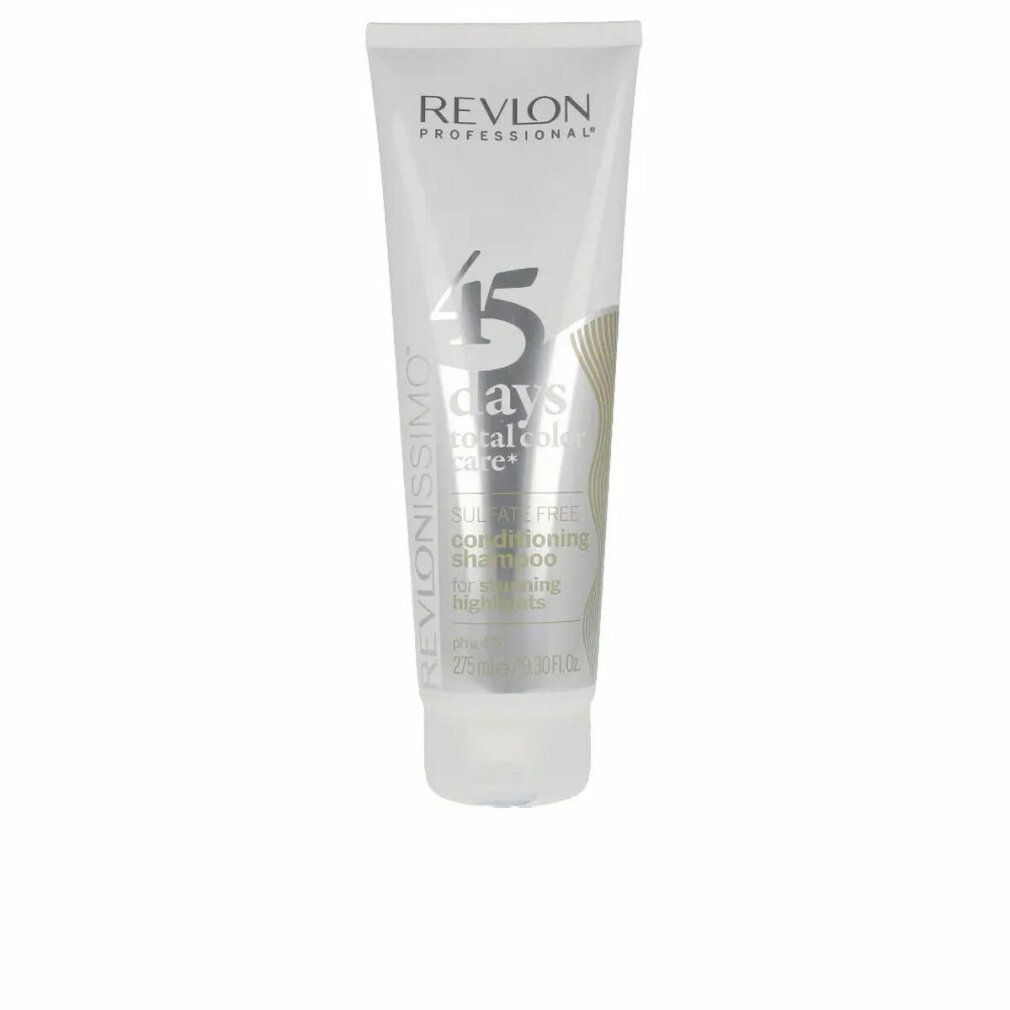 Weiße Tube mit Produktnamen und Schriftzug. Enthält '45 days total color care' und 'conditioning shampoo'.