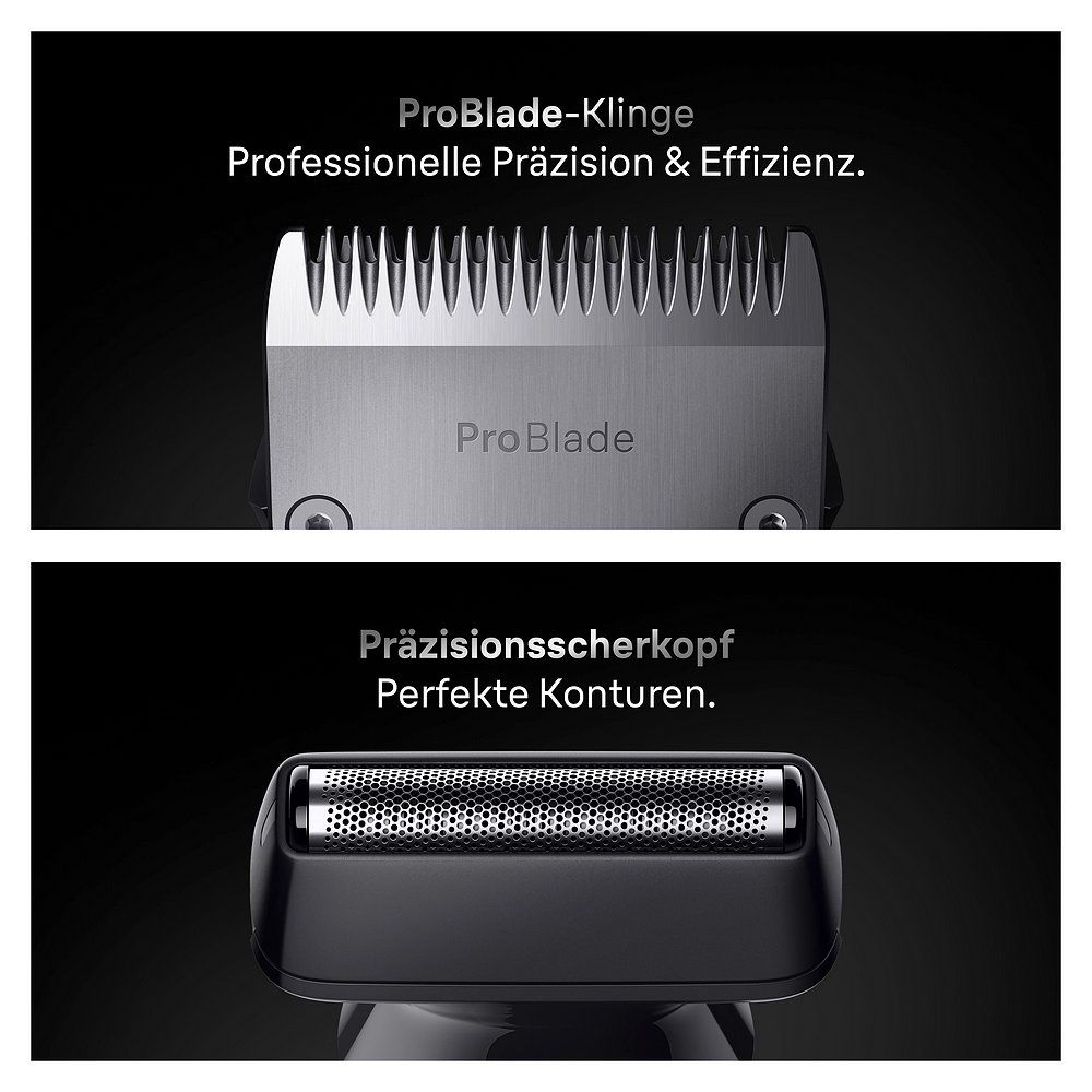Nahaufnahme der ProBlade-Klinge und des Präzisionsscherkopfes.
