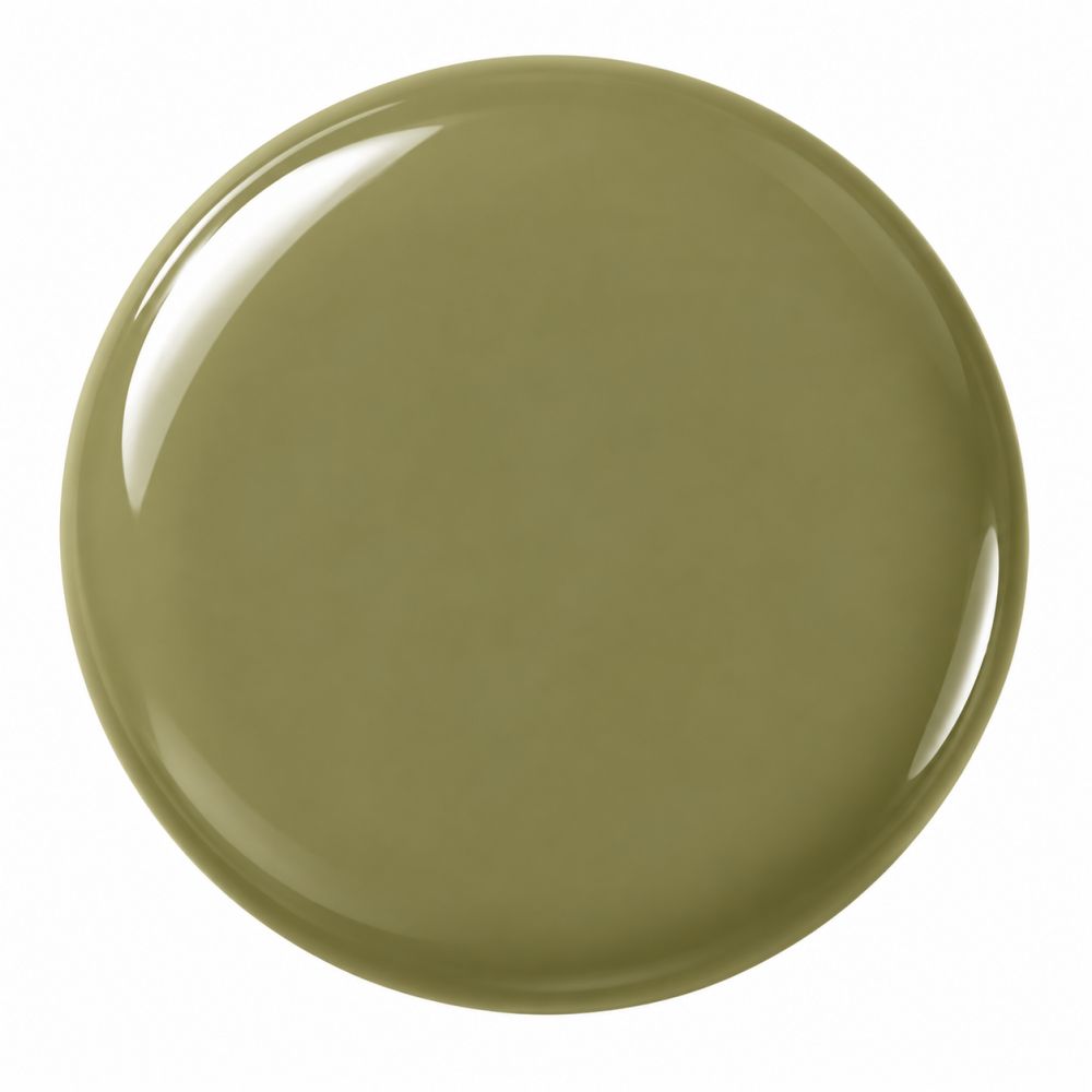 Tropfen von Essie Expressie Nagellack in der Farbe 'Off-Beat' (olivgrün).
