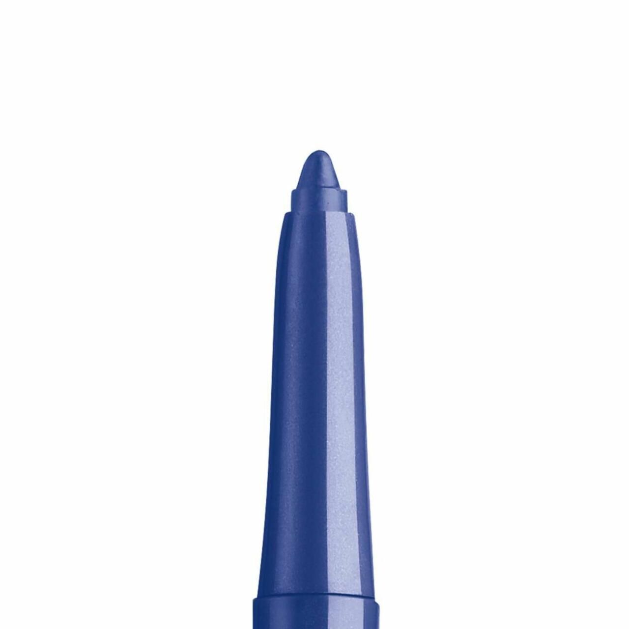 Nahaufnahme der Spitze eines blauen Artdeco Pure Minerals Mineral Eye Stylers. Spitze spitz zulaufend.