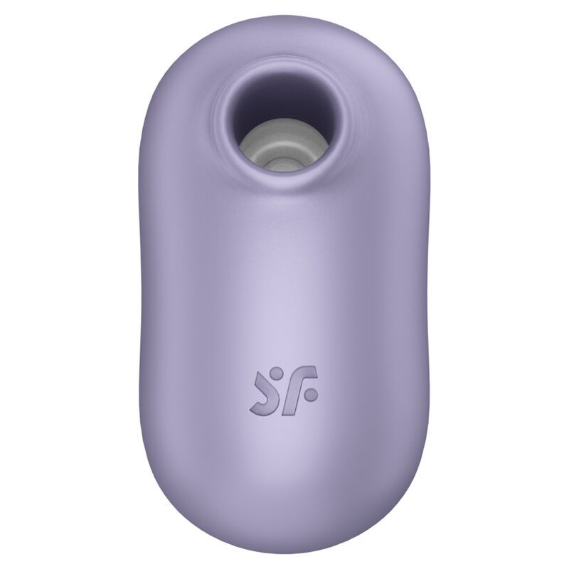 Lila Vibrator mit silbernem Rand und Bedienelementen, von schräg unten.