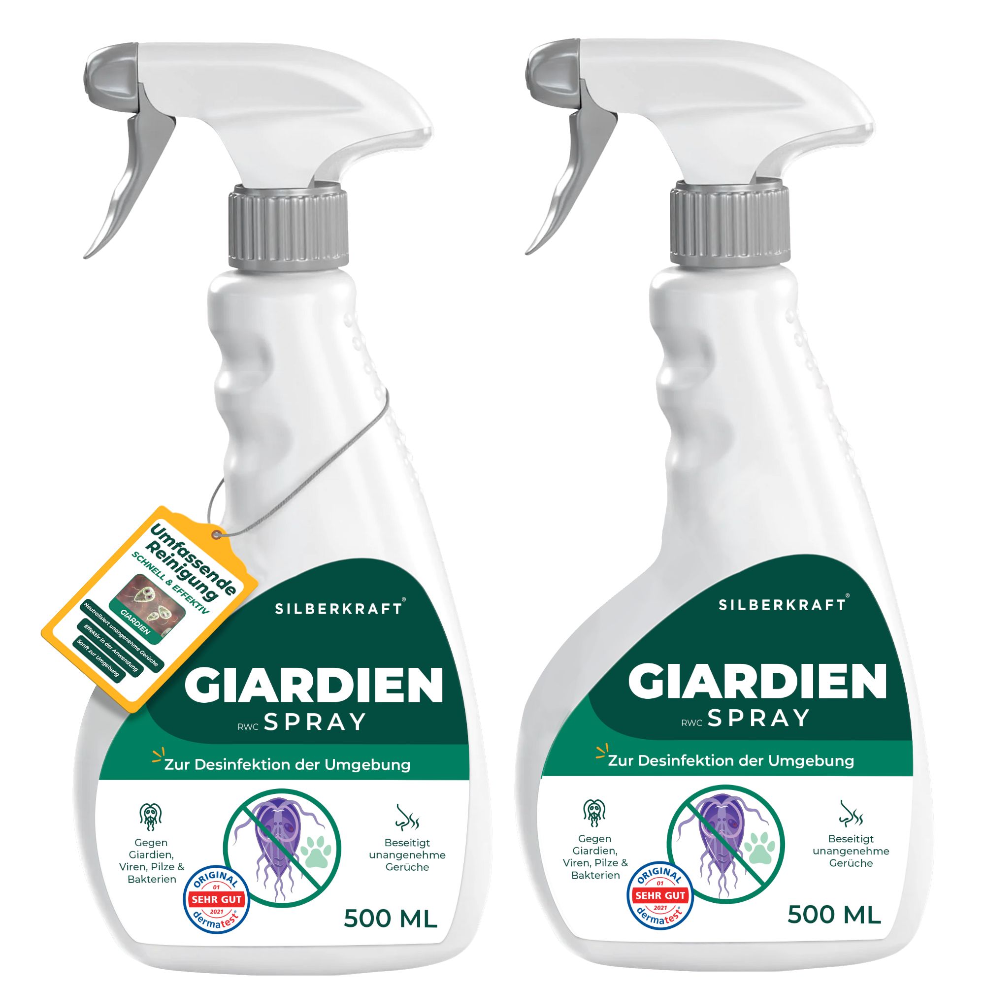 SILBERKRAFT Giardienspray Hunde & Katzen gegen Giardien, Bakterien, Viren & Pilze inkl. eBook