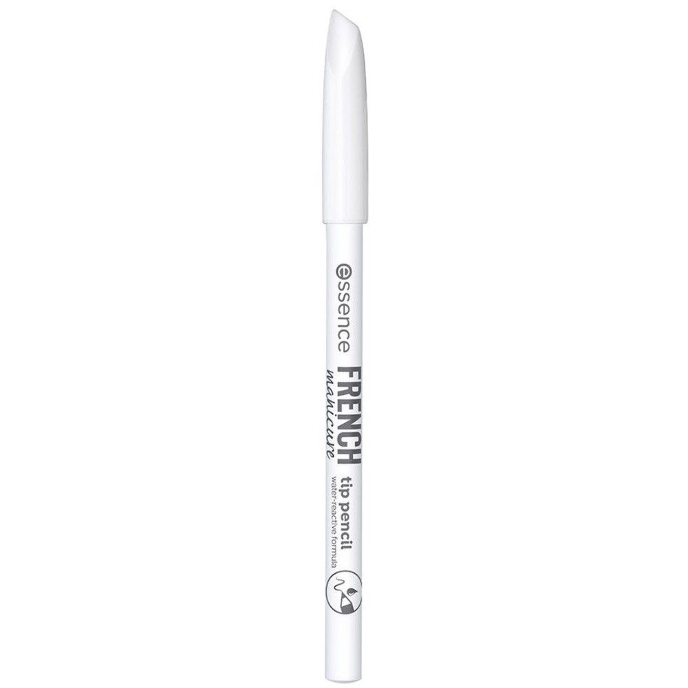 Weißer Stift mit abgeschrägter Spitze. Aufschrift: French Highlighter, Essence. Mit Tierlogo.