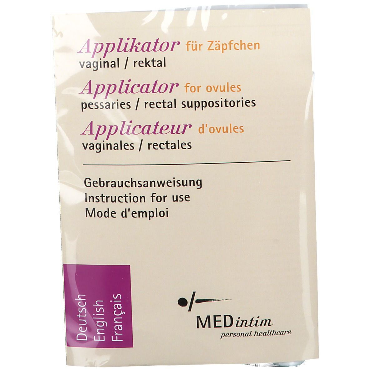 Vaginal Applikator für Zäpfchen