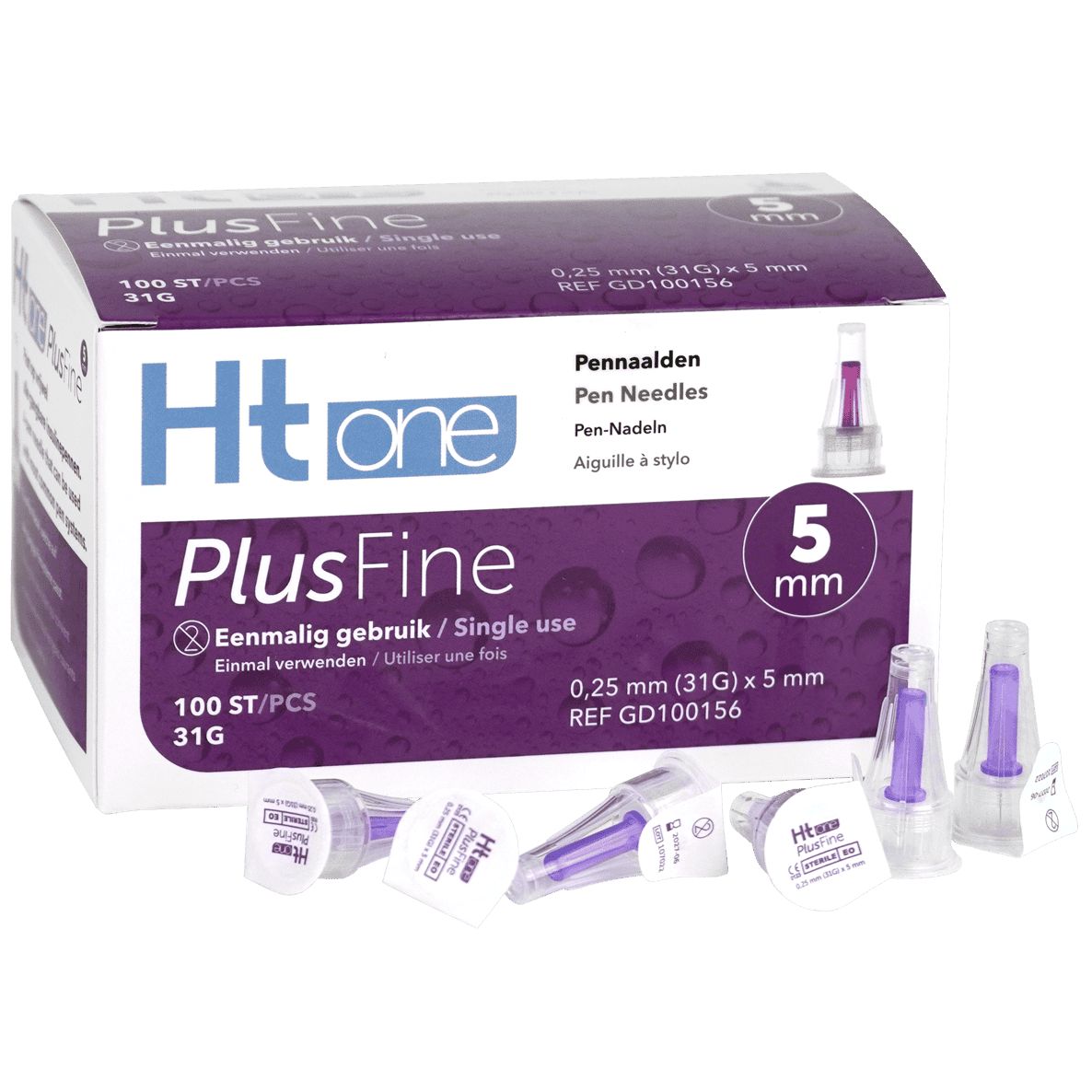 Ht one PlusFine Pen-Nadeln, 5 mm Länge, 31G. Einzeln verpackt, 100 Stück.