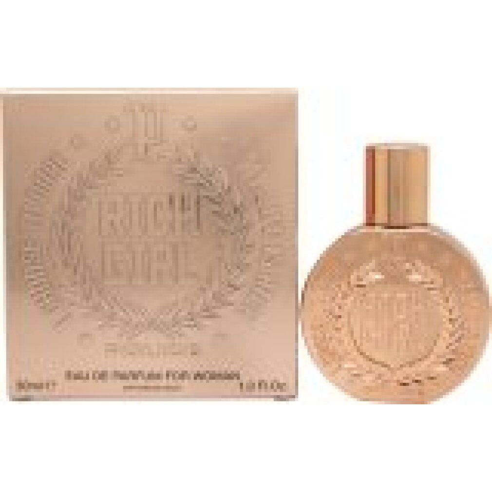 Produktverpackung und Flakon. Verpackung mit Aufschrift "RICH GIRL" und "EAU DE PARFUM FOR WOMAN". Flakon rund, roségoldfarben. Marke: POLICE.