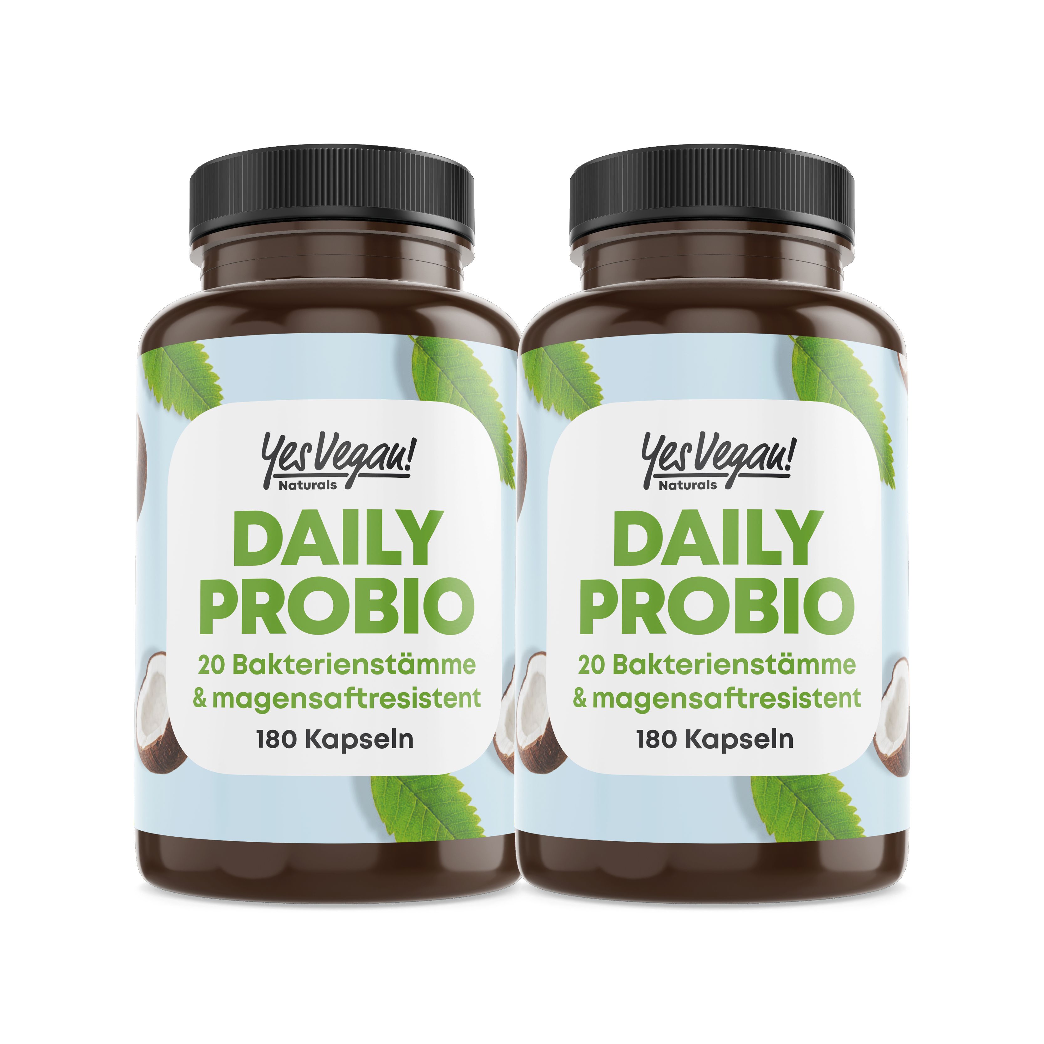 Yes Vegan® Daily Probio – 20 Bakterienstämme, 100 Mrd. KBE, vegan & magensaftresistent – 180 Kapseln
