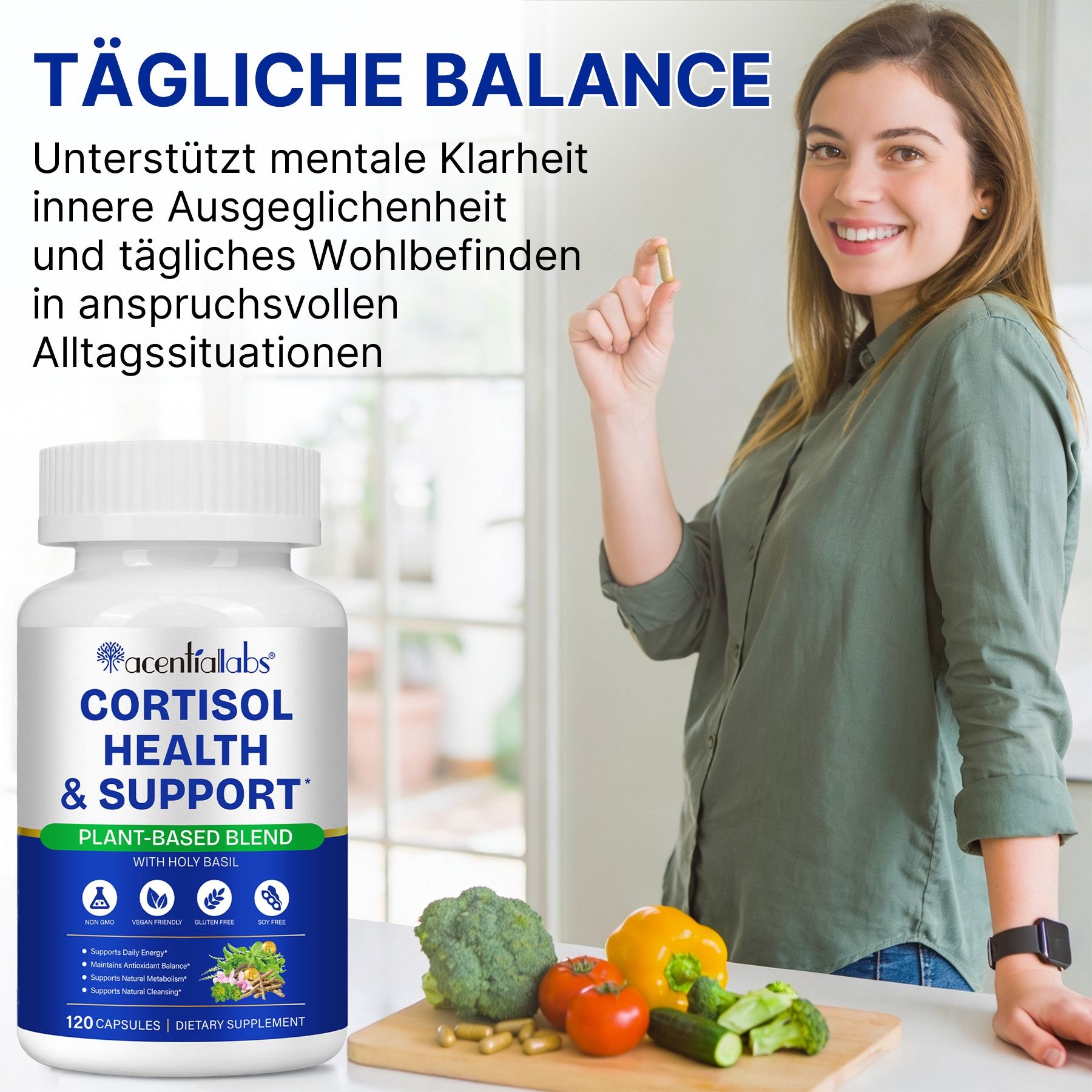 ALIVER Cortisol Support Unterstützung Komplex Ashwagandha Magnesium Kapseln