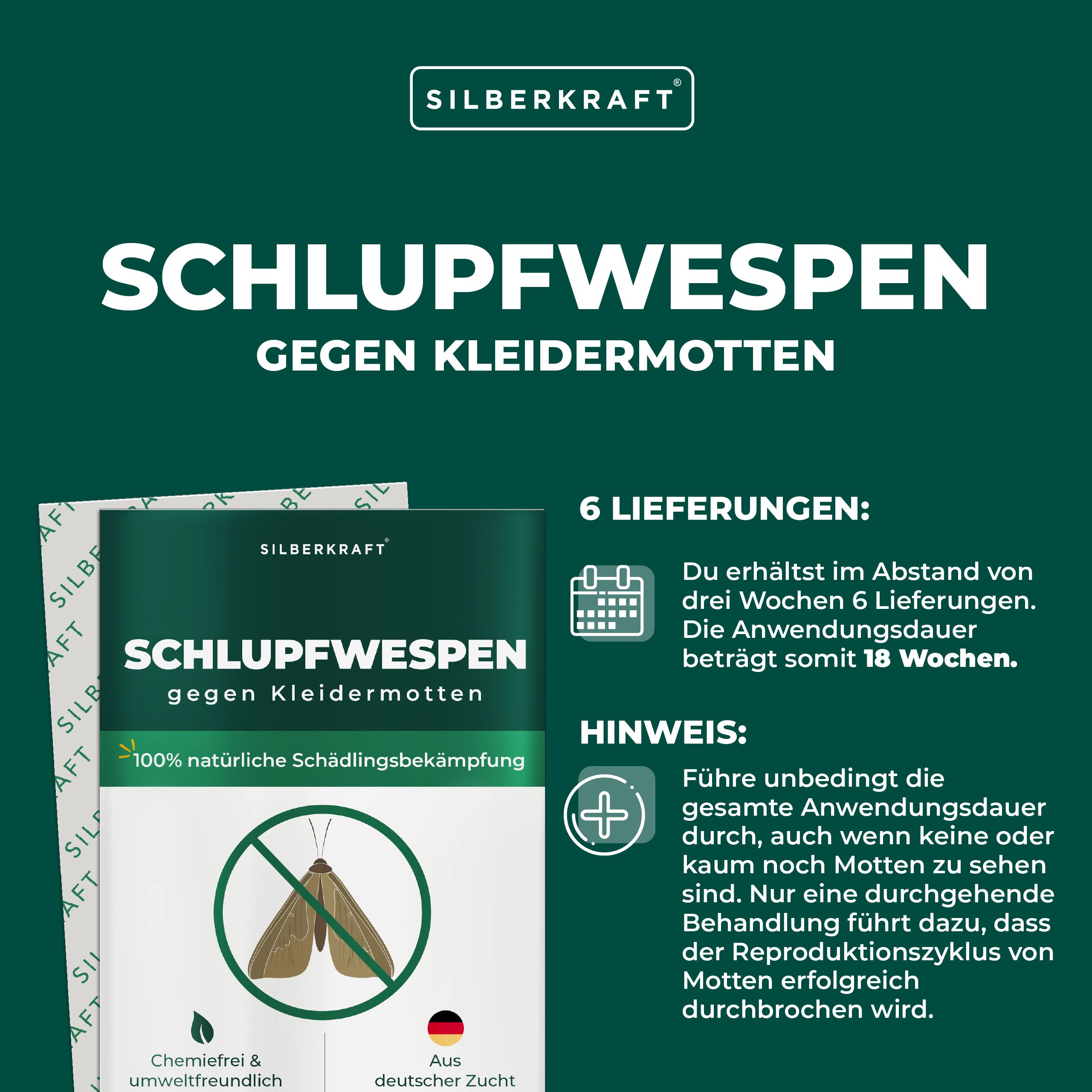 SILBERKRAFT Schlupfwespen gegen Kleidermotten