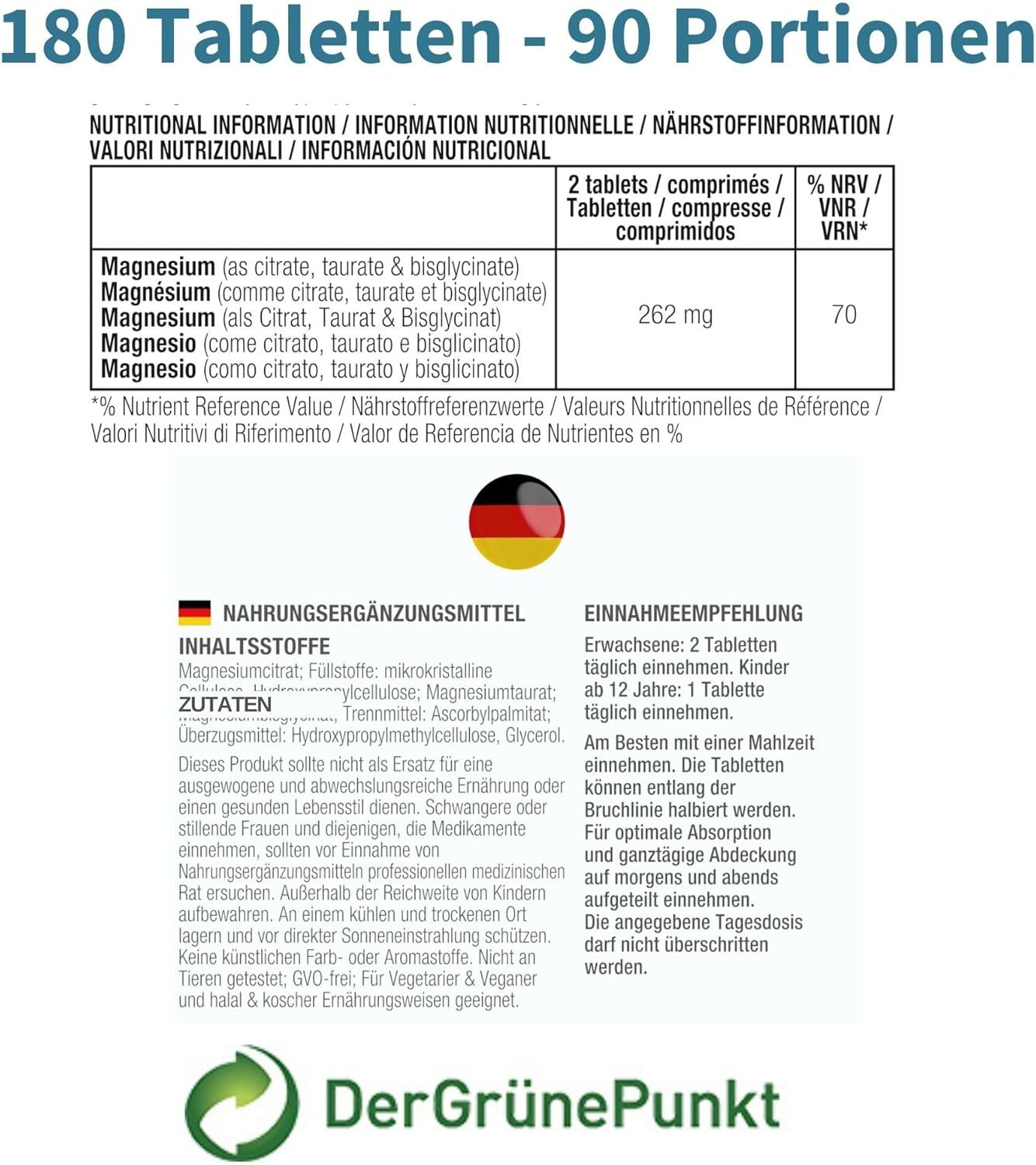 Igennus Magnesium Komplex - Triple-Formel aus Bisglycinat, Taurat & Citrat für hohe Aufnahme