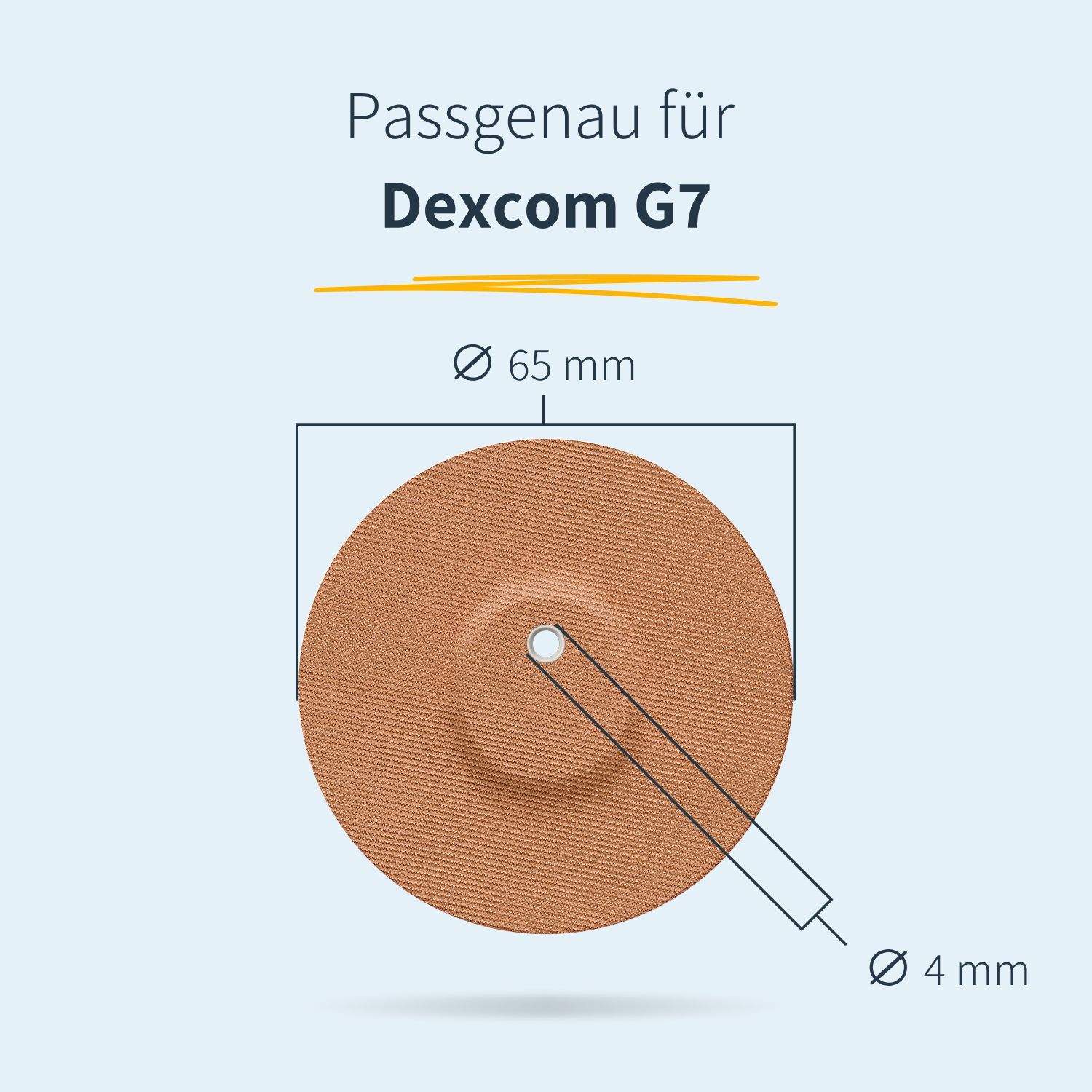 MySweetStitch Pflaster passgenau für Dexcom G7, 65 mm Durchmesser.