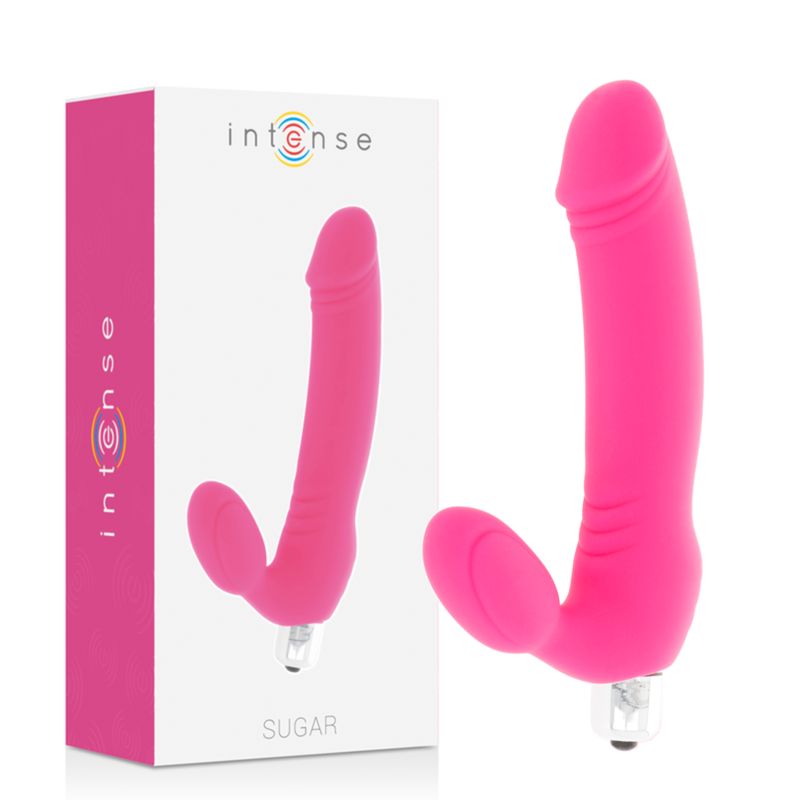 Produktverpackung mit rosa Vibrator. Auf der Verpackung steht "Intense" und "Sugar".