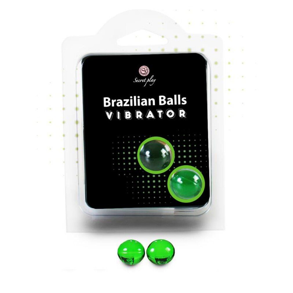 Verpackte brasilianische Kugeln Vibrator mit zwei grünen Kugeln.