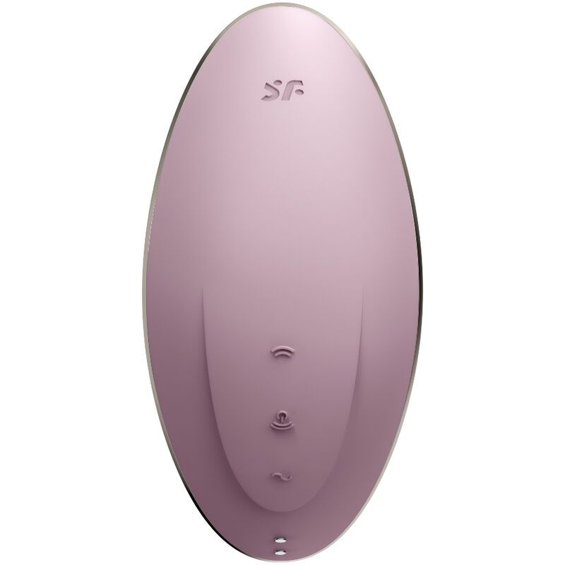 Rosa Satisfyer Vulva Lover 1, Seitenansicht mit silbernem Rand.