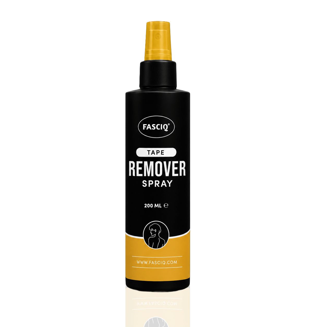 Fasciq Tape Remover Spray, 200 ml Flasche mit Sprühkopf.