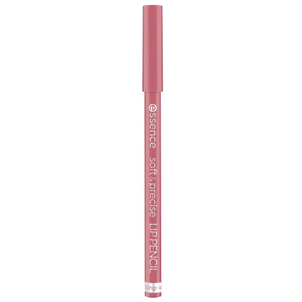 Rosa Lippenkonturenstift mit Kappe. Aufschrift: Essence soft & precise LIP PENCIL.
