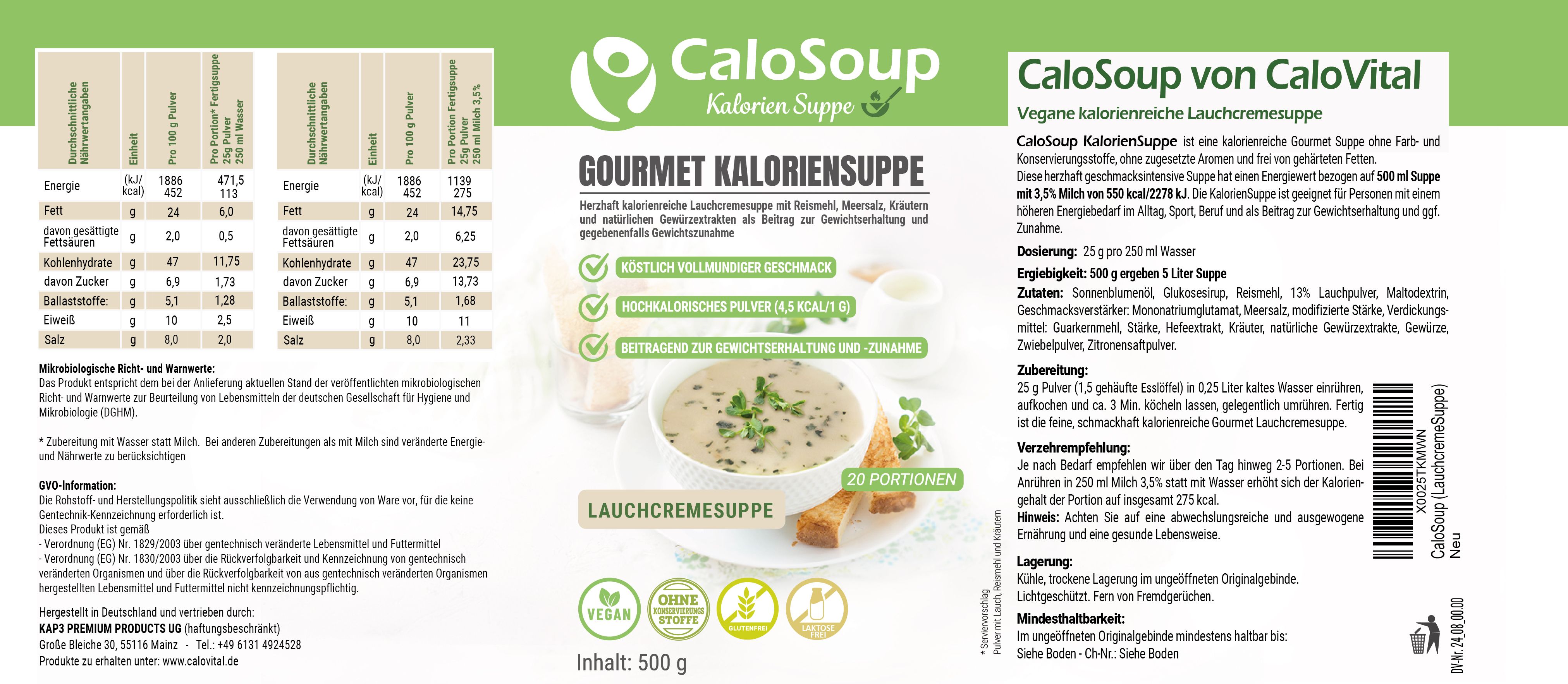 CaloSoup von Calovital - Gourmet Suppe als hochkalorische Nahrung