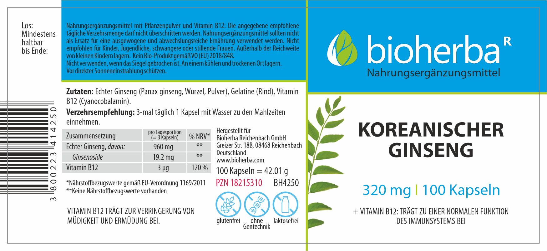 Bioherba Koreanischer Ginseng Kapseln