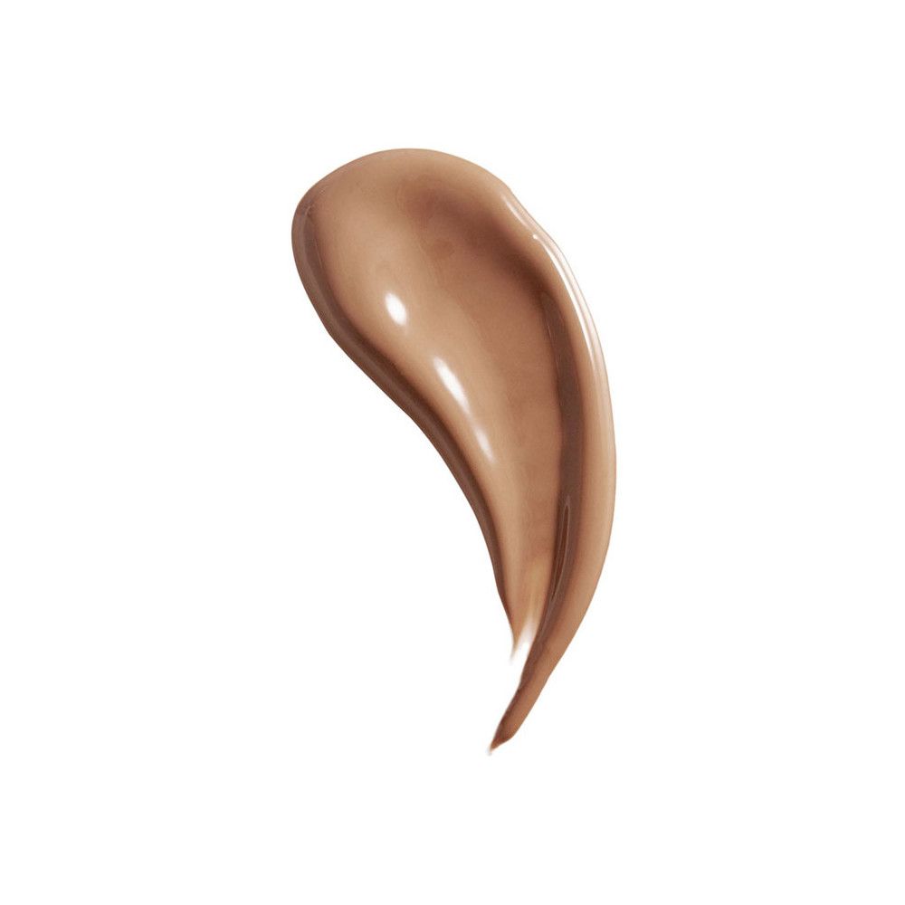 Brauner Lippenstift-Swirl auf weißem Hintergrund. Glänzende Textur.