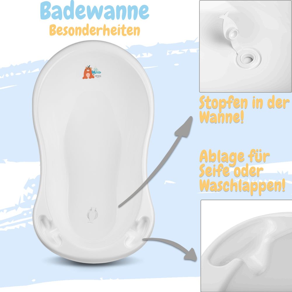 Babykajo 3 Set Baby Badewanne + Baby Wanneneinsatz + Kapuzenhandtuch – TÜV Rheinland zertifiziert!