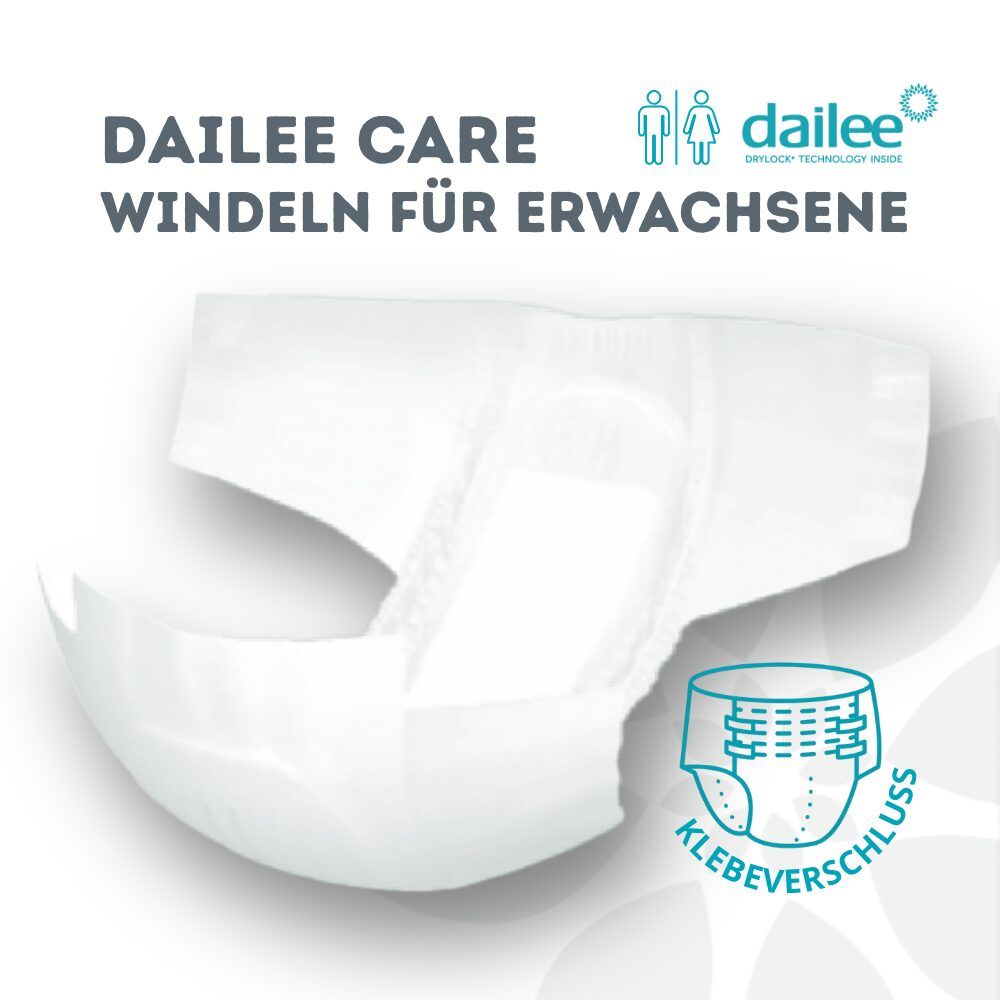 Dailee Care Windeln für Erwachsene, weiße Windel mit Klebeverschluss.