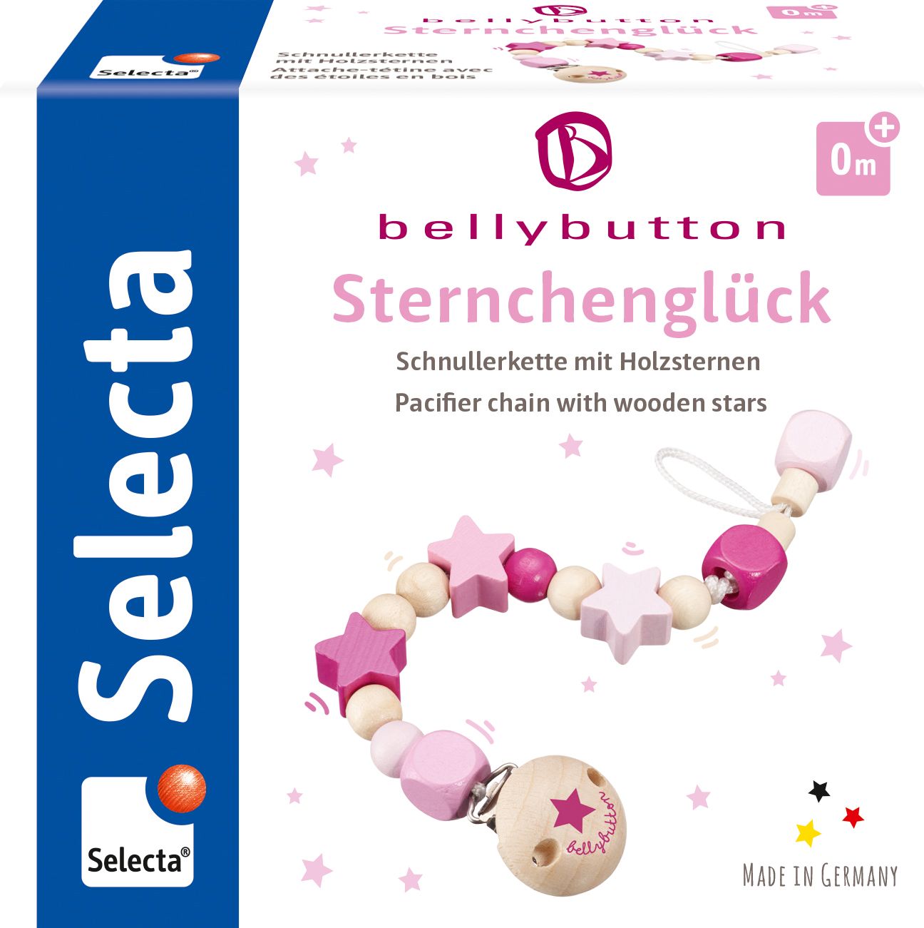 bellybutton by Selecta® - Sternchenglück rosa, Schnullerkette, 21 cm