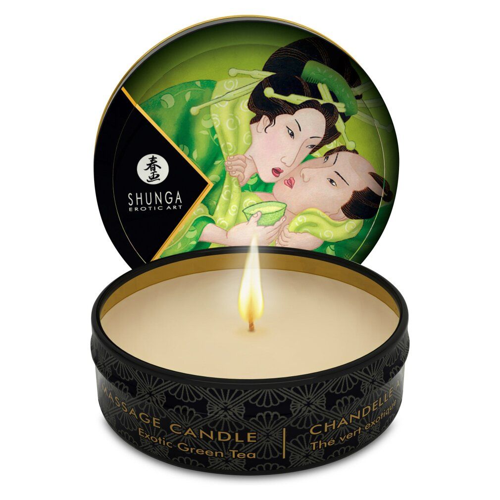Shunga Massagekerze Zenitude/Grüner Tee, 6 Stück im Set.