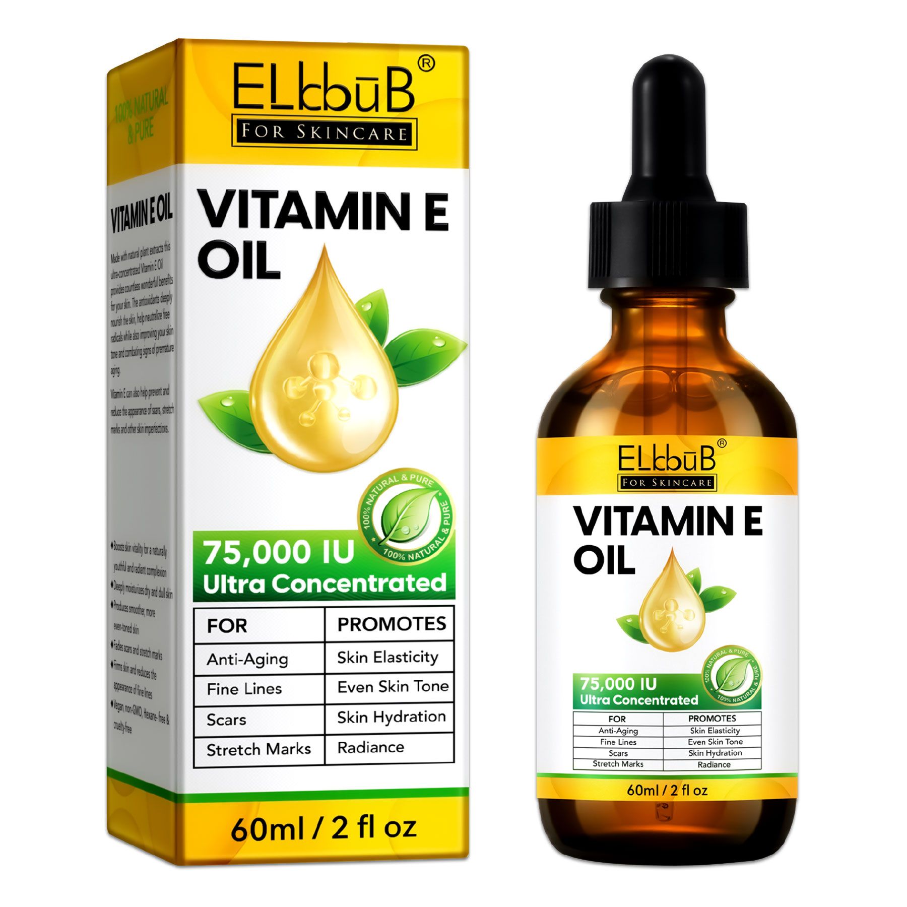 P-Beauty Hautöl mit Vitamin E für Hautstraffung und Narbenreduzierung 75.000IE