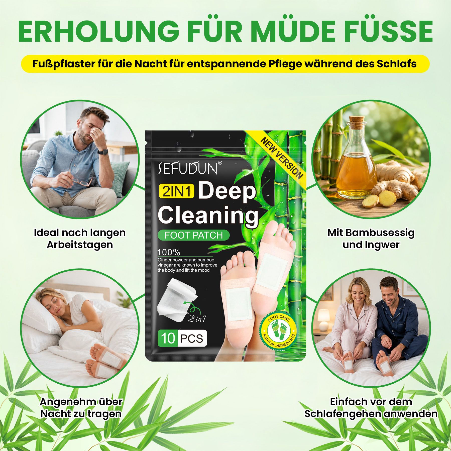 Aliver Detox Entgiftungspflaster mit Bambusessig Ingwerpulver Holzessig