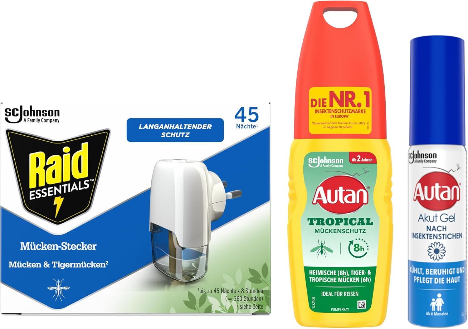 Autan und Raid Kombi-Pack, ideal zum Schutz gegen Mücken auf Reisen