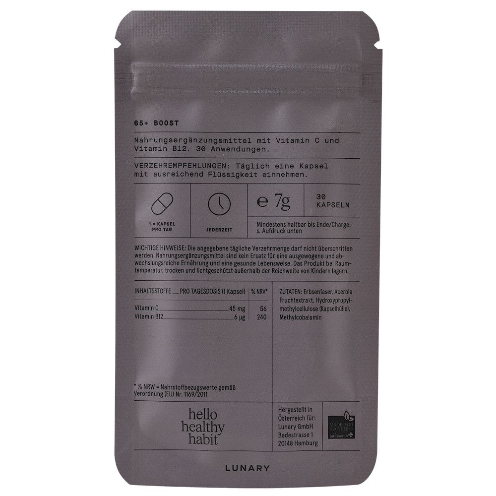 LUNARY 65+ Boost - für Frauen ab 65, mit Vitamin B12, Vitamin C