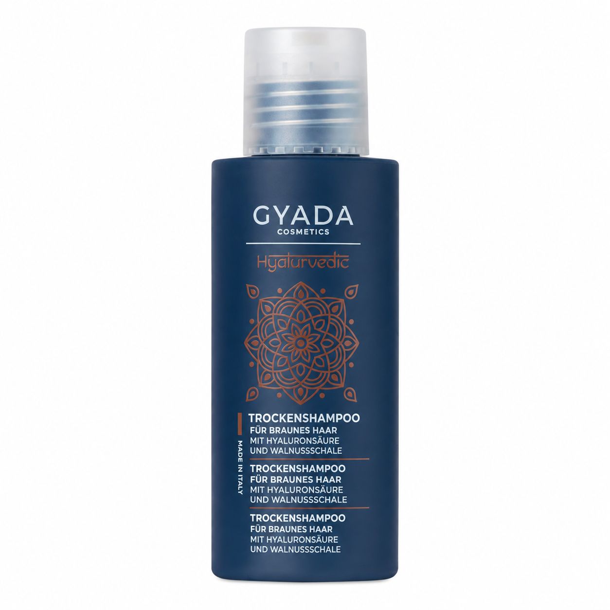 Flasche Trockenshampoo für braunes Haar mit Hyaluronsäure.