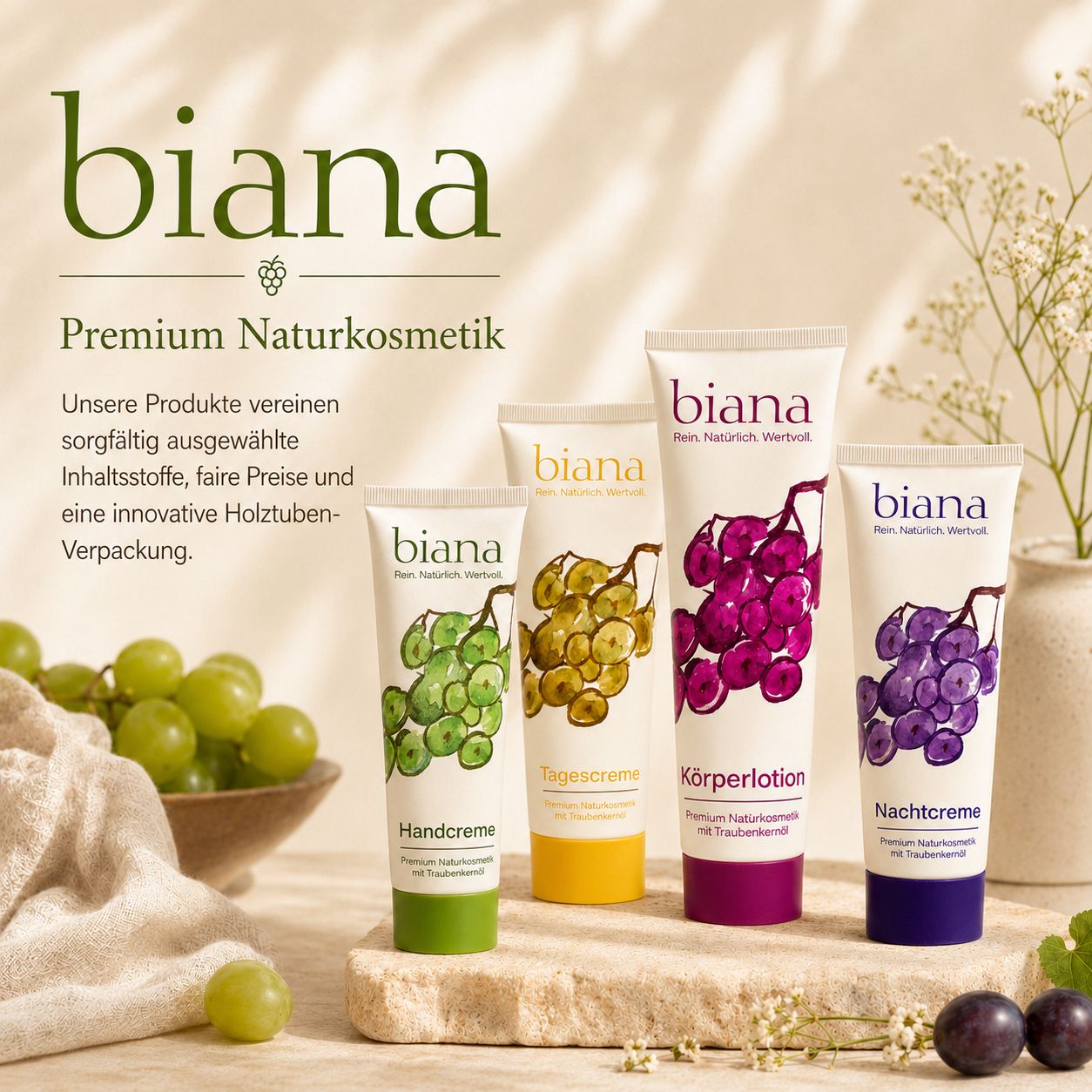 biana Handcreme – Premium Naturkosmetik mit Traubenkernöl OPC