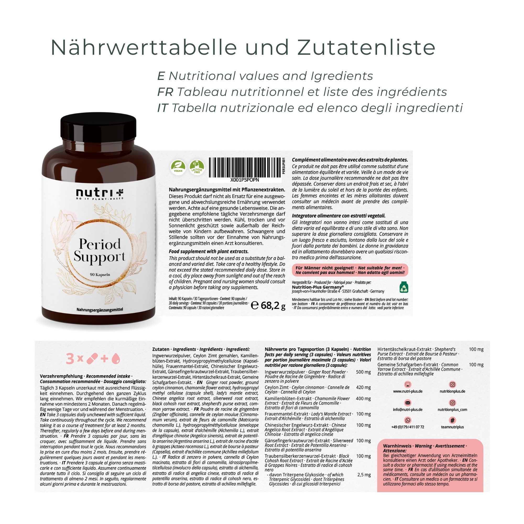 nutri+ Period Support Kapseln für Frauen