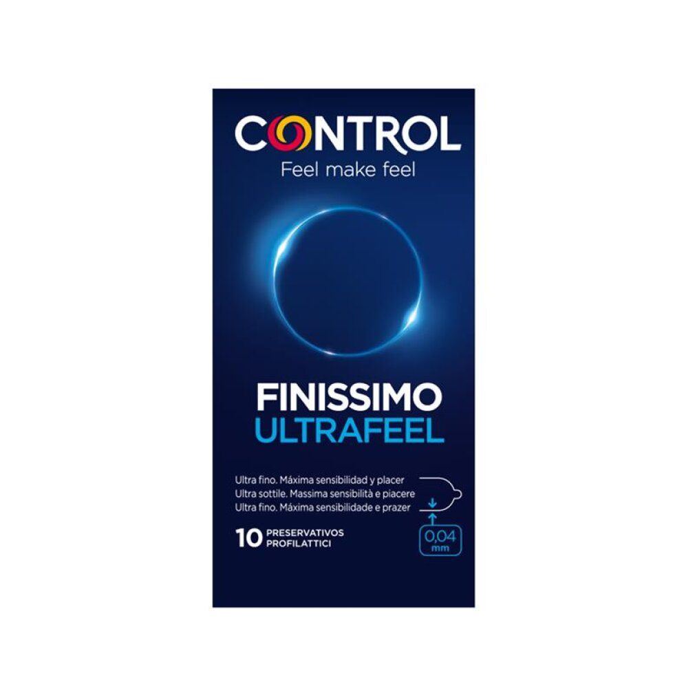 Control Finissimo Ultra Feel Kondome, 10 Stück. 0,04 mm Dicke. CE-zertifiziert.