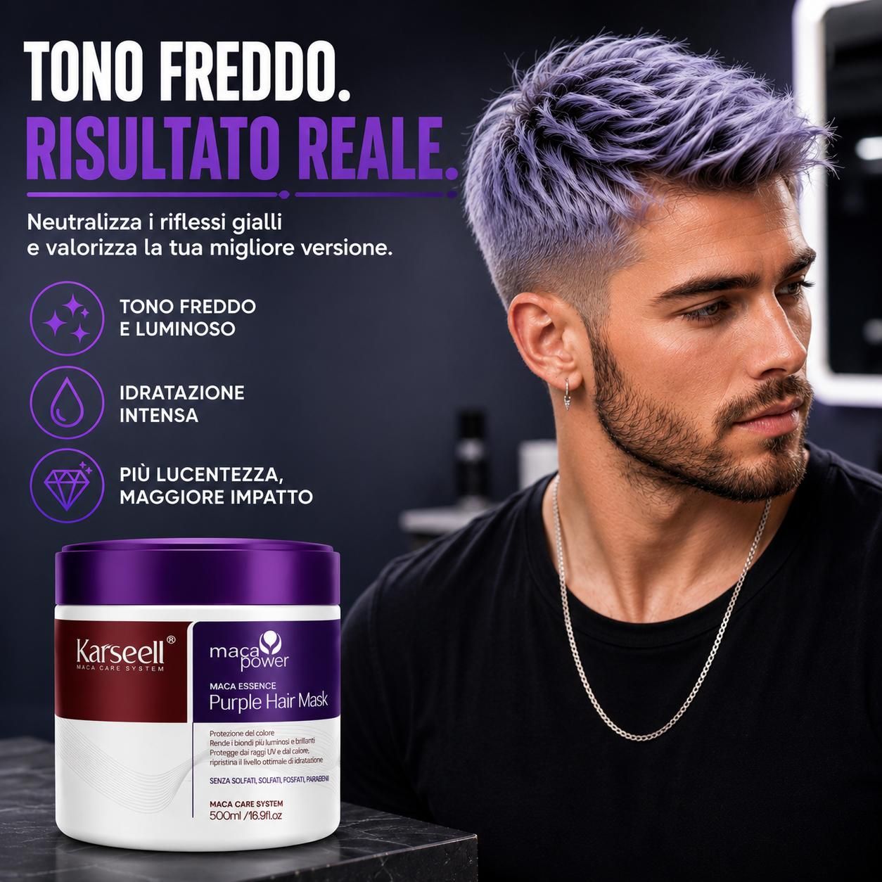 KARSEELL Violette Anti-Gelbstich-Haarmaske für Blond Platin und Grau