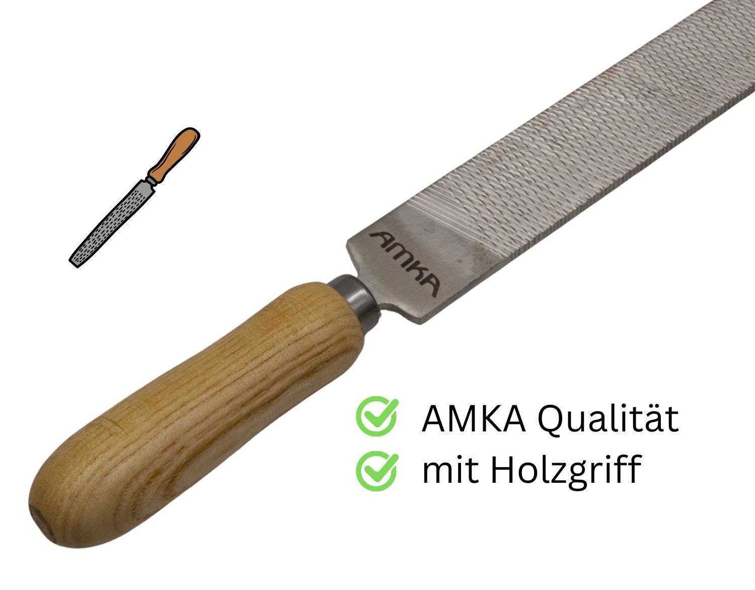 AMKA Hufraspel mit Holzgriff doppelseitig fein- und grobkörnig