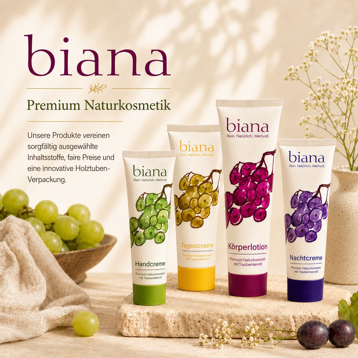biana Tagescreme – Premium Naturkosmetik mit Traubenkernöl OPC