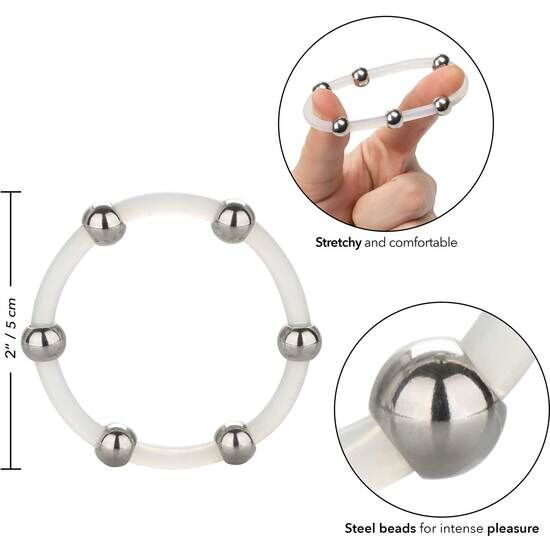 Calex steel beaded silicone ring xl