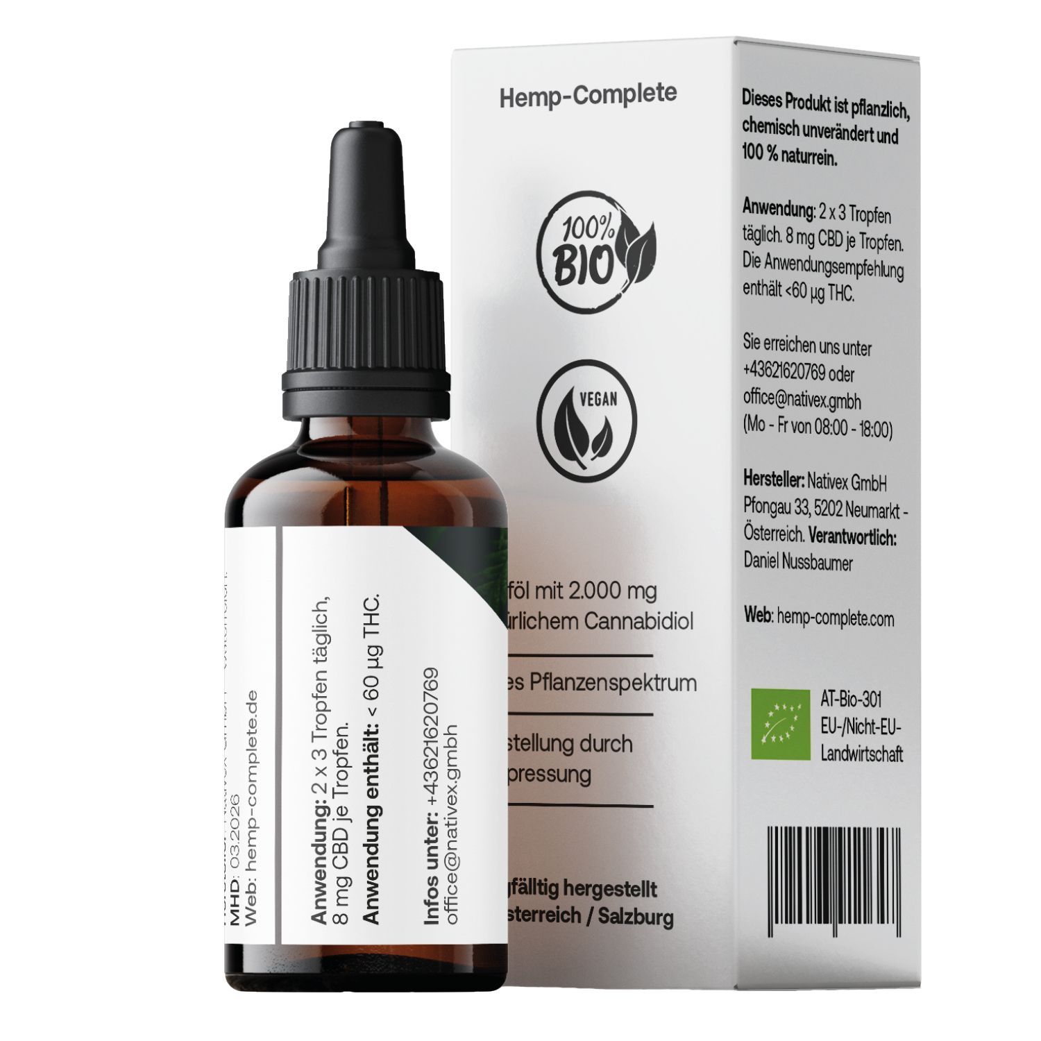 Bio CBD Öl 20 Vollspektrum Hanf-Tropfen Hemp-Complete®